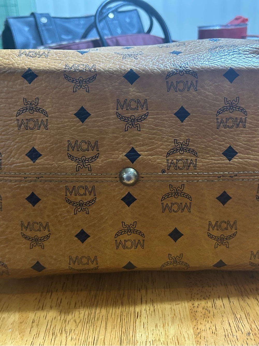 MCM Tan Visetos Monogram Satchel with Brown Handles 13x8x7 (read descript) - Picture 7 of 15